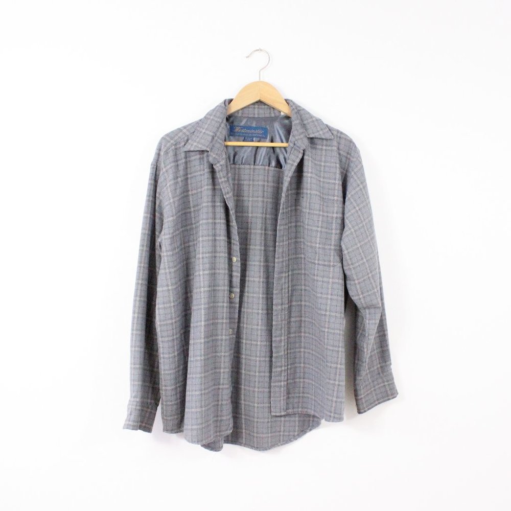 *Westminster Mens Grey Paid  Button Up